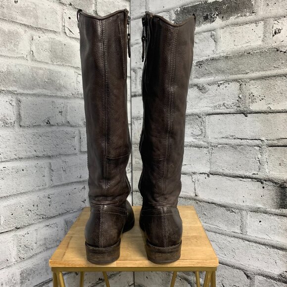 Mjus Riding Boots EU 37 US 6.5 Brown Leather Tall Knee High Low Block Heel Boho - Picture 8 of 16